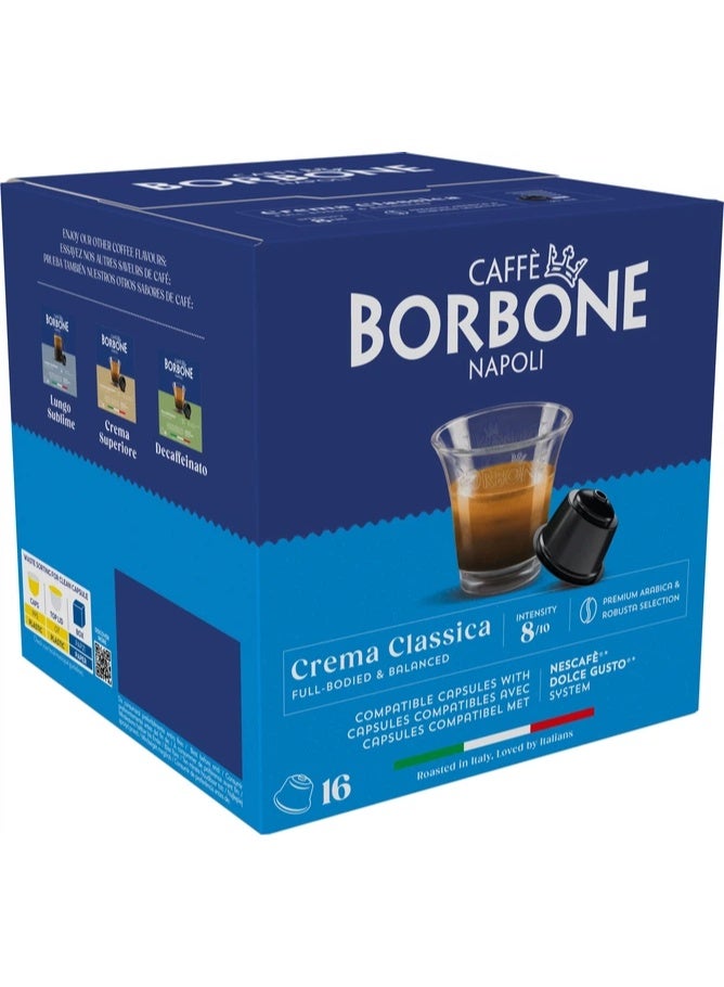 CAFFE BORBONE Crema Classica Capsules Compatible  8/10 - 16 Capsules - Image 1